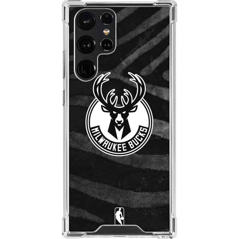 NBA Milwaukee Bucks Animal Print Black Galaxy S24 Ultra Clear Case