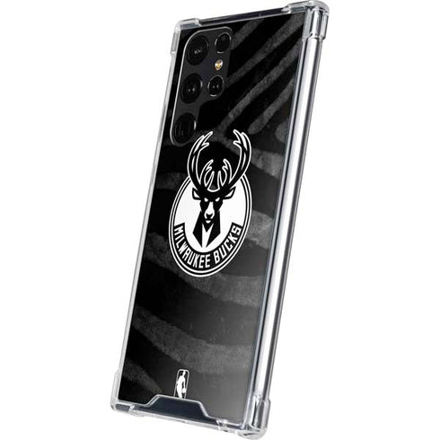 NBA Milwaukee Bucks Animal Print Black Galaxy S24 Ultra Clear Case
