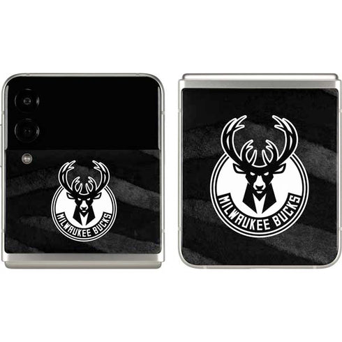 NBA Milwaukee Bucks Animal Print Black Galaxy Z Flip3 5G Skin