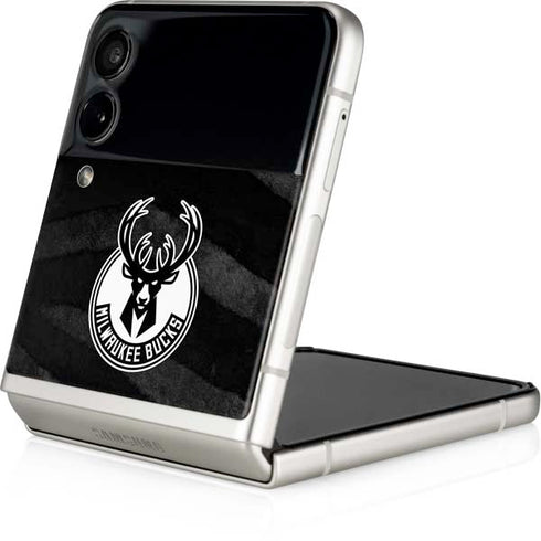 NBA Milwaukee Bucks Animal Print Black Galaxy Z Flip3 5G Skin
