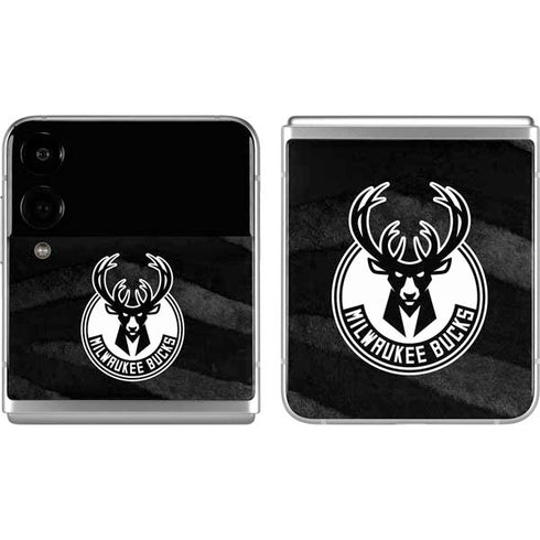 NBA Milwaukee Bucks Animal Print Black Galaxy Z Flip4 5G Skin