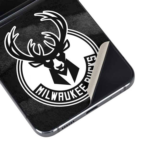 NBA Milwaukee Bucks Animal Print Black Galaxy Z Flip5 5G Skin