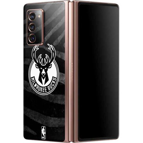 NBA Milwaukee Bucks Animal Print Black Galaxy Z Fold2 5G Skin