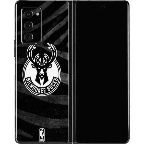 NBA Milwaukee Bucks Animal Print Black Galaxy Z Fold2 5G Skin