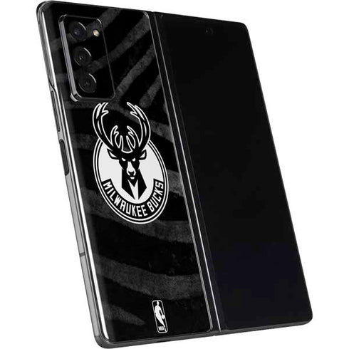 NBA Milwaukee Bucks Animal Print Black Galaxy Z Fold2 5G Skin