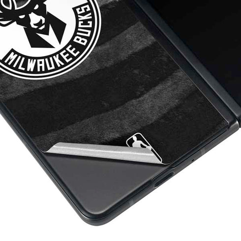 NBA Milwaukee Bucks Animal Print Black Galaxy Z Fold3 5G Skin