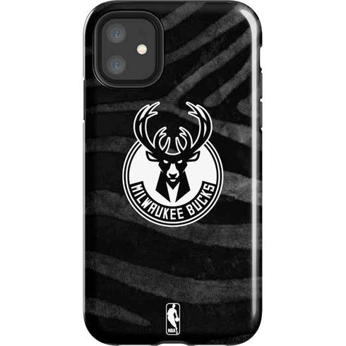 NBA Milwaukee Bucks Animal Print Black iPhone 11 Impact Case