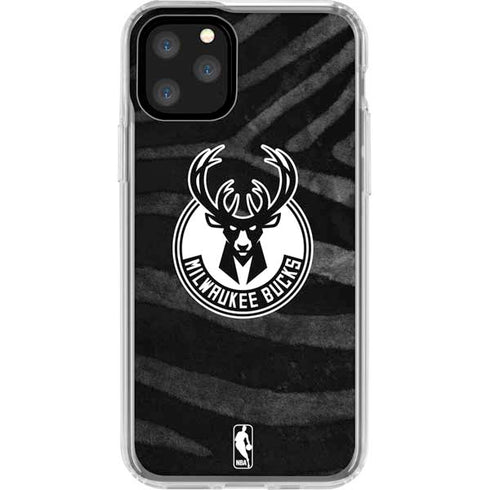 NBA Milwaukee Bucks Animal Print Black iPhone 11 Pro Clear Case