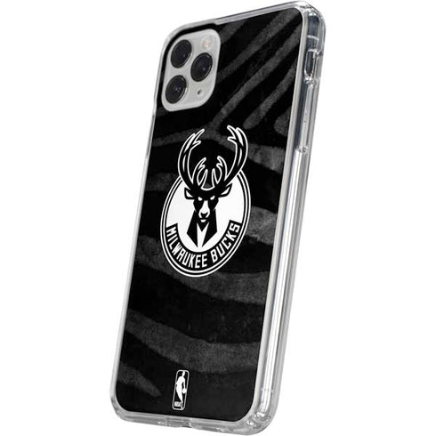 NBA Milwaukee Bucks Animal Print Black iPhone 11 Pro Clear Case