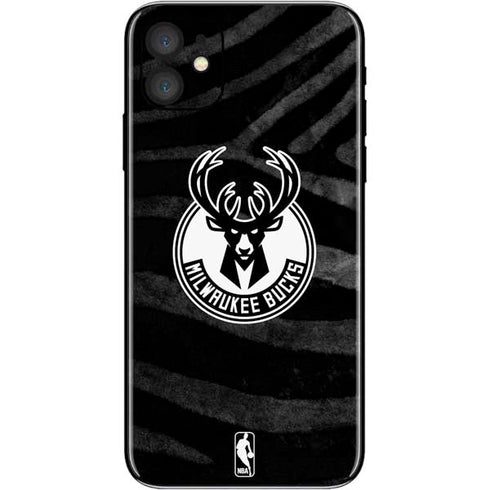 NBA Milwaukee Bucks Animal Print Black iPhone 11 Skin