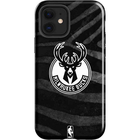 NBA Milwaukee Bucks Animal Print Black iPhone 12 Impact Case