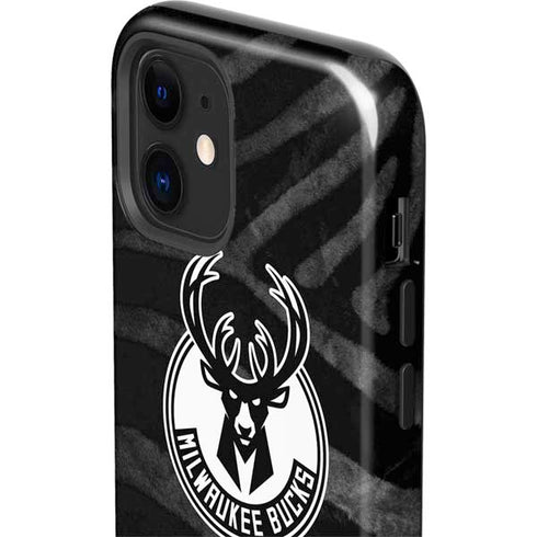 NBA Milwaukee Bucks Animal Print Black iPhone 12 Impact Case