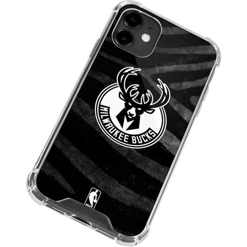 NBA Milwaukee Bucks Animal Print Black iPhone 12 Mini Clear Case