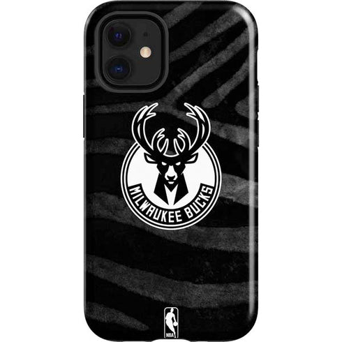 NBA Milwaukee Bucks Animal Print Black iPhone 12 Mini Impact Case