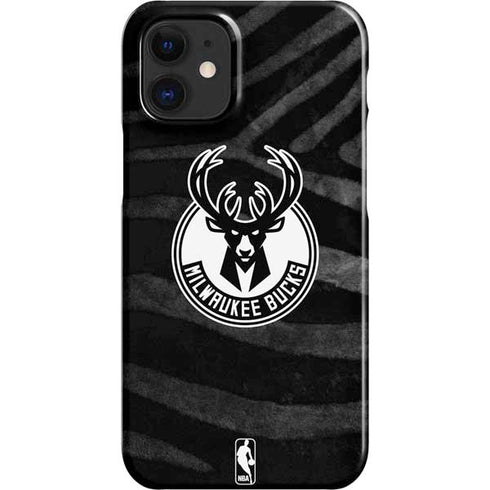 NBA Milwaukee Bucks Animal Print Black iPhone 12 Mini Lite Case