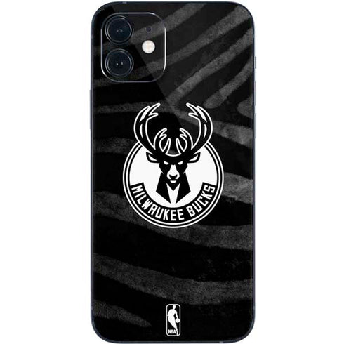 NBA Milwaukee Bucks Animal Print Black iPhone 12 Mini Skin