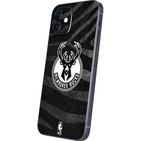 NBA Milwaukee Bucks Animal Print Black iPhone 12 Mini Skin