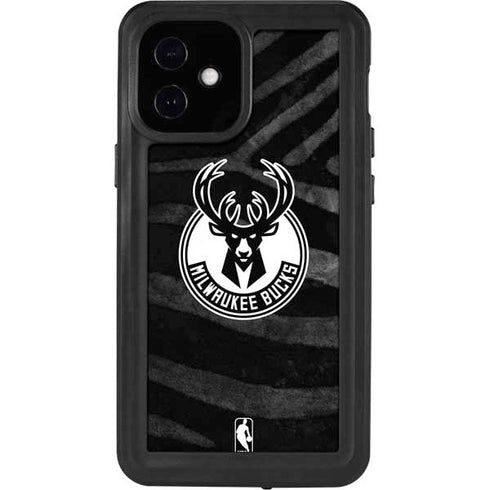 NBA Milwaukee Bucks Animal Print Black iPhone 12 Mini Waterproof Case