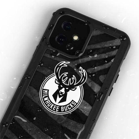 NBA Milwaukee Bucks Animal Print Black iPhone 12 Mini Waterproof Case