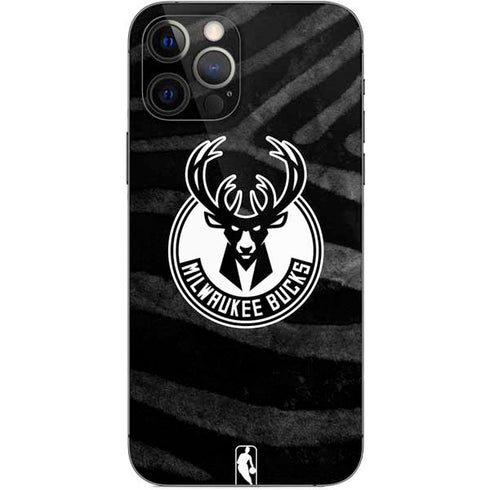NBA Milwaukee Bucks Animal Print Black iPhone 12 Pro Skin