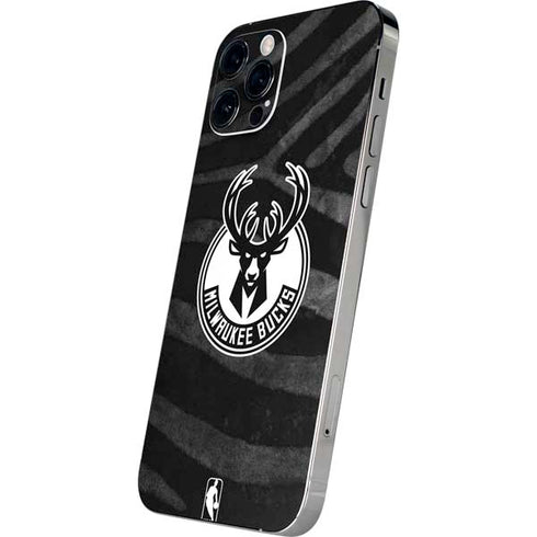 NBA Milwaukee Bucks Animal Print Black iPhone 12 Pro Skin