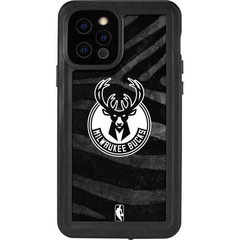 NBA Milwaukee Bucks Animal Print Black iPhone 12 Pro Waterproof Case