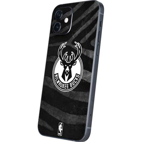 NBA Milwaukee Bucks Animal Print Black iPhone 12 Skin