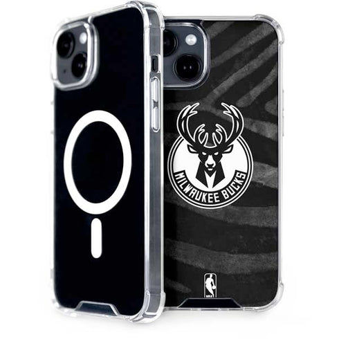 NBA Milwaukee Bucks Animal Print Black iPhone 13 MagSafe Case