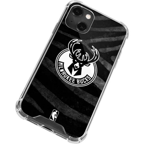 NBA Milwaukee Bucks Animal Print Black iPhone 13 Mini Clear Case