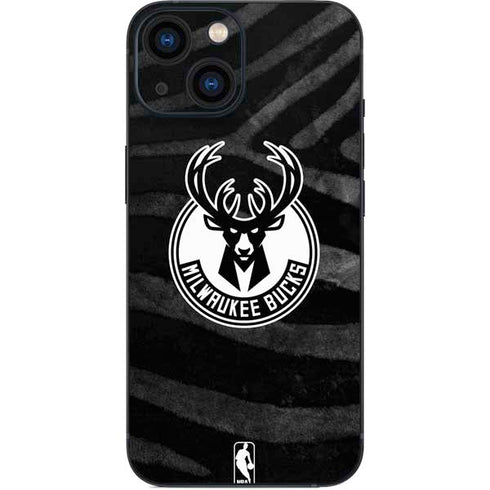 NBA Milwaukee Bucks Animal Print Black iPhone 13 Mini Skin