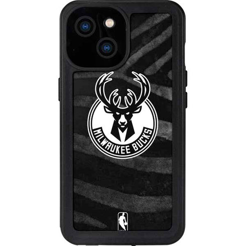 NBA Milwaukee Bucks Animal Print Black iPhone 13 Mini Waterproof Case
