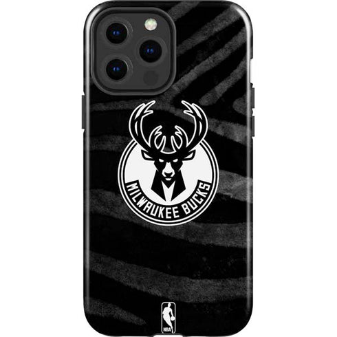 NBA Milwaukee Bucks Animal Print Black iPhone 13 Pro Max Impact Case