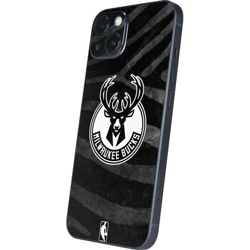 NBA Milwaukee Bucks Animal Print Black iPhone 14 Plus Skin