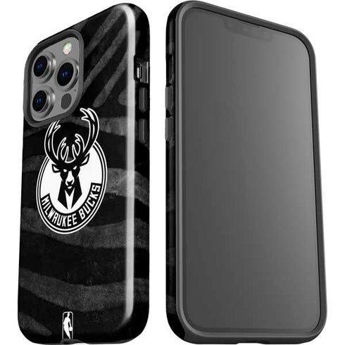 NBA Milwaukee Bucks Animal Print Black iPhone 14 Pro Impact Case