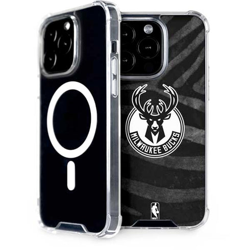 NBA Milwaukee Bucks Animal Print Black iPhone 14 Pro MagSafe Case
