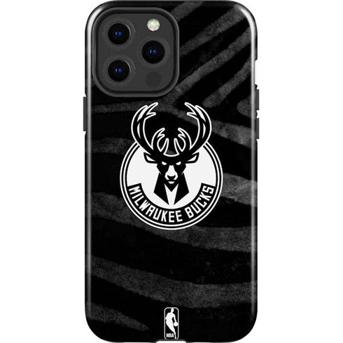 NBA Milwaukee Bucks Animal Print Black iPhone 15 Pro Max Impact Case