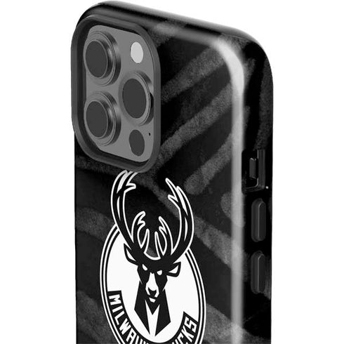 NBA Milwaukee Bucks Animal Print Black iPhone 15 Pro Max Impact Case