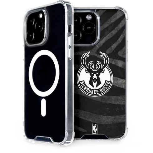 NBA Milwaukee Bucks Animal Print Black iPhone 15 Pro Max MagSafe Case
