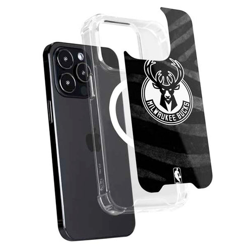 NBA Milwaukee Bucks Animal Print Black iPhone 15 Pro Max MagSafe Case