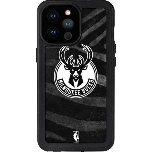 NBA Milwaukee Bucks Animal Print Black iPhone 14 Pro Max Waterproof Case