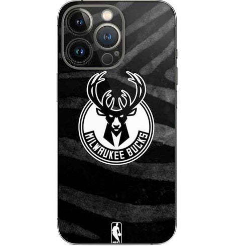 NBA Milwaukee Bucks Animal Print Black iPhone 14 Pro Skin