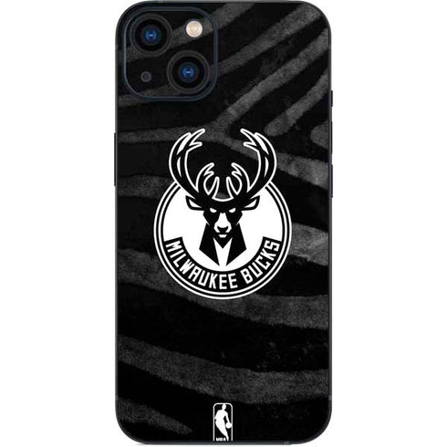 NBA Milwaukee Bucks Animal Print Black iPhone 14 Skin