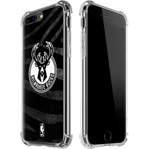 NBA Milwaukee Bucks Animal Print Black iPhone 7/8 Plus Clear Case