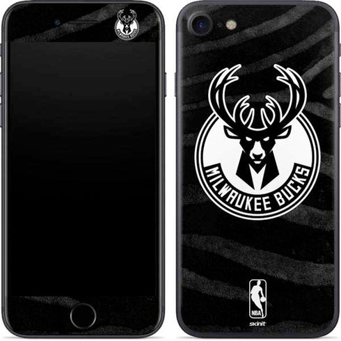 NBA Milwaukee Bucks Animal Print Black iPhone 8 Skin