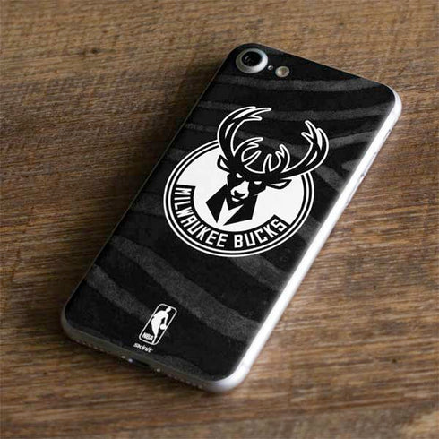 NBA Milwaukee Bucks Animal Print Black iPhone 8 Skin