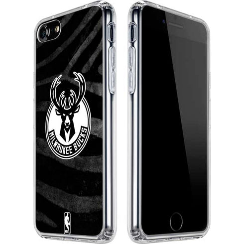 NBA Milwaukee Bucks Animal Print Black iPhone SE (2nd & 3rd Gen) Clear Case