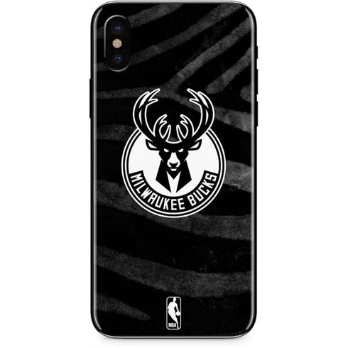 NBA Milwaukee Bucks Animal Print Black iPhone X Skin