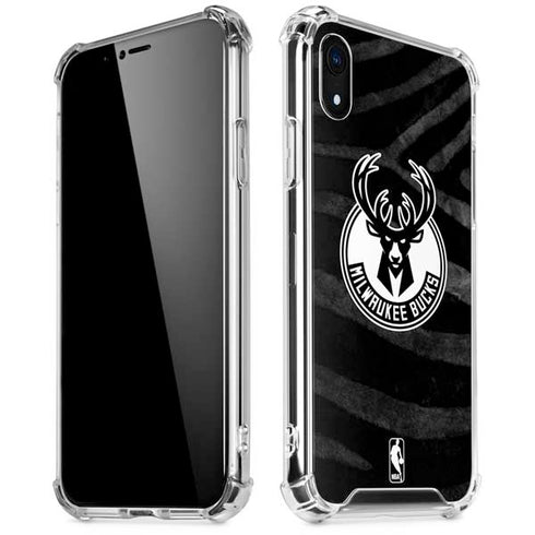 NBA Milwaukee Bucks Animal Print Black iPhone XR Clear Case