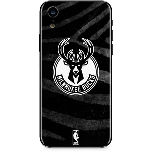 NBA Milwaukee Bucks Animal Print Black iPhone XR Skin