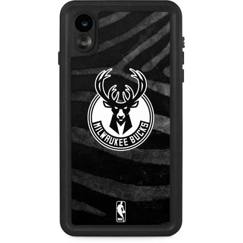 NBA Milwaukee Bucks Animal Print Black iPhone XR Waterproof Case